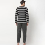 Men Black & White Striped Night suit